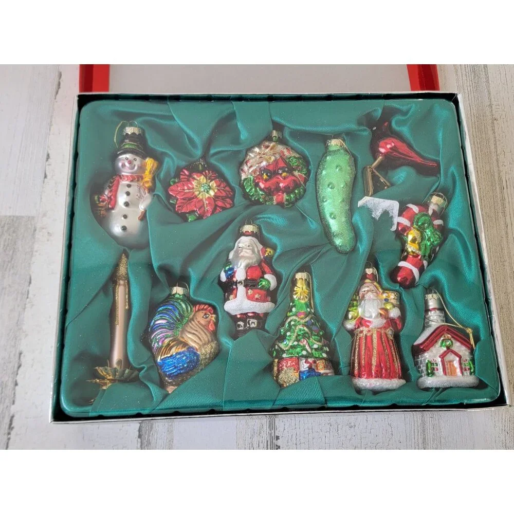 Vintage glass variety ornament pickle rooster tree candle Snowman santa